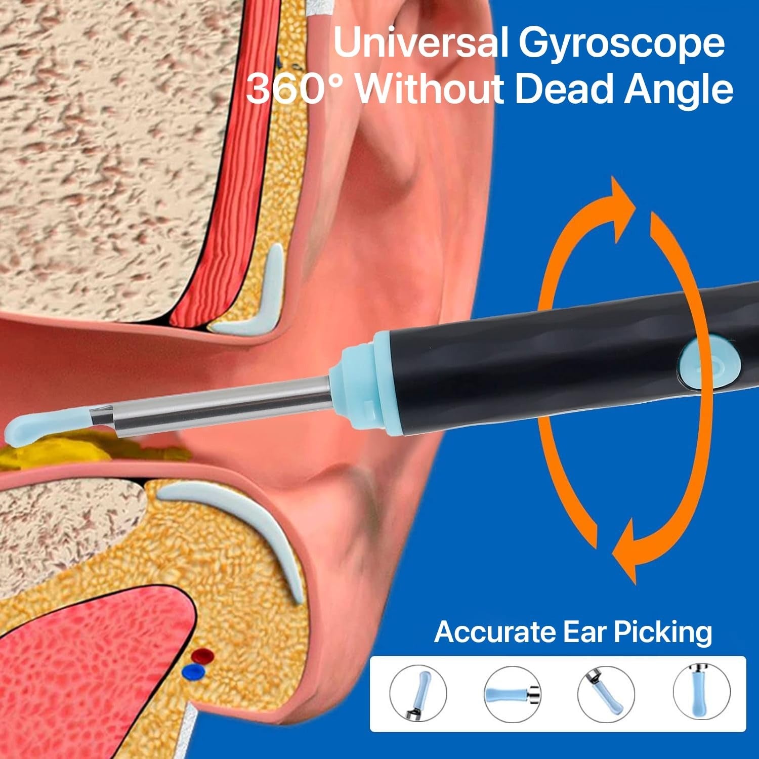 Rechargeable Smart Wireless Ear Camera Kit | Visual Ear Wax Removal Tool With Mobile Display